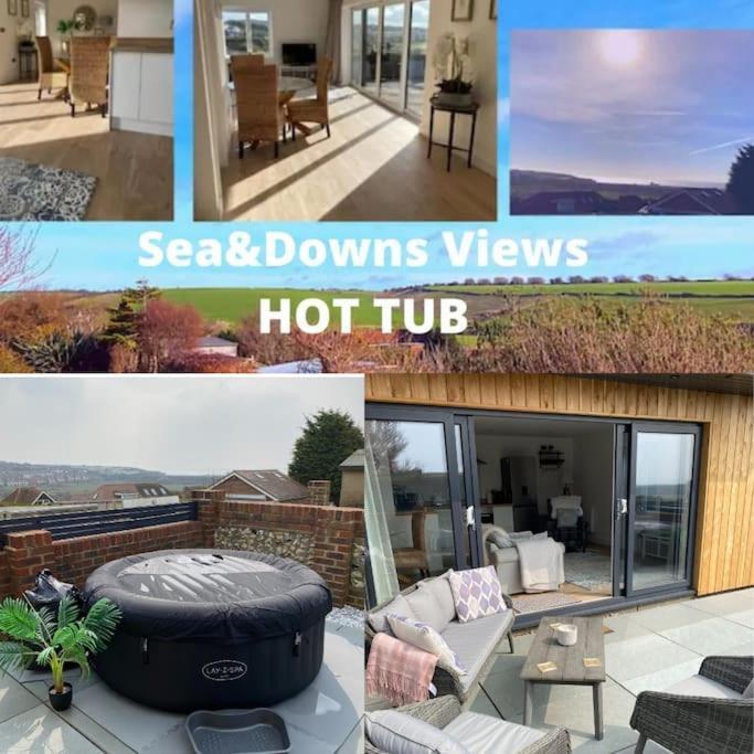 Spacious Studio Cabin With Sea/ Downs Views Sole Use Of Hottub In Сийфорд Екстериор снимка